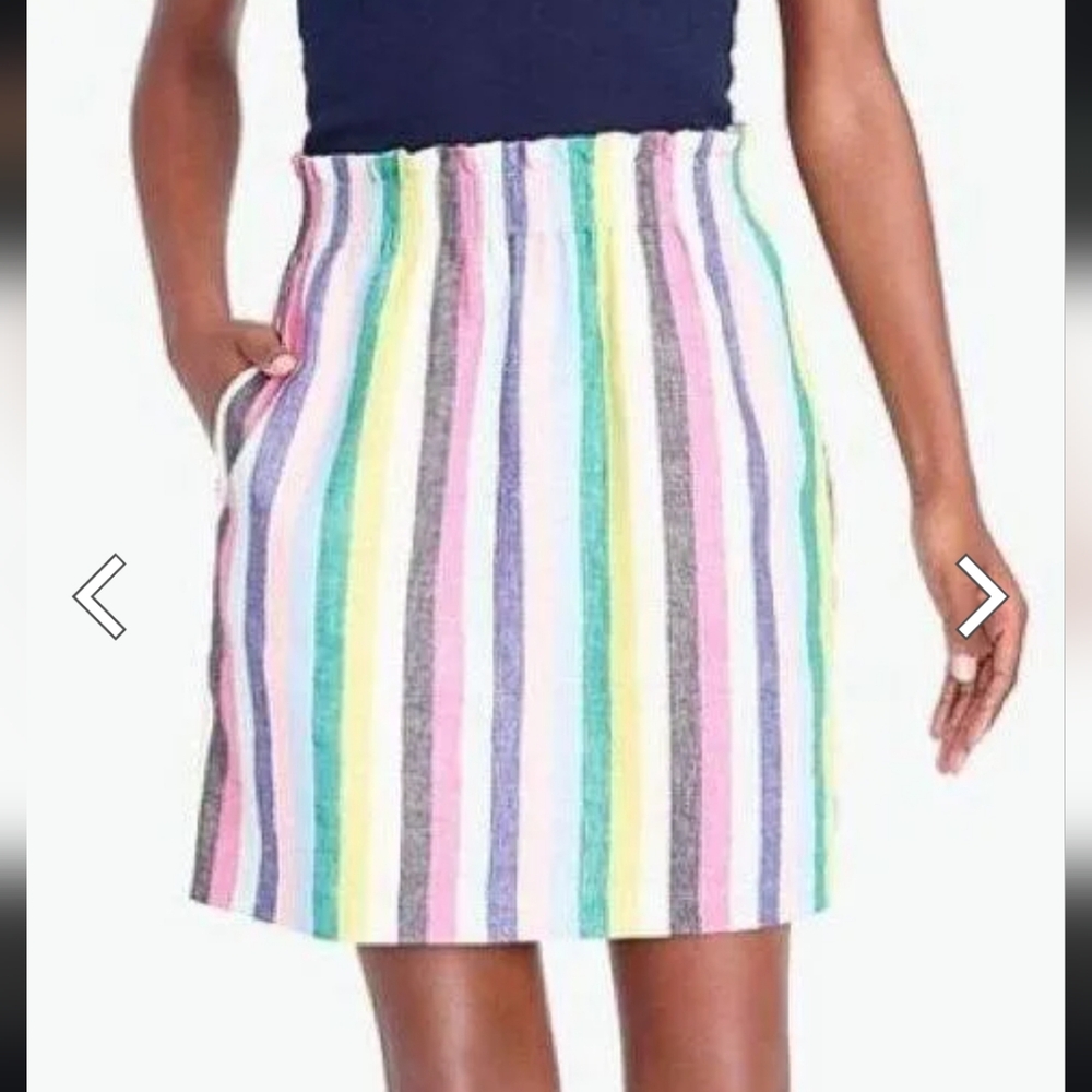 ❤️ NWT! J CREW RAINBOW STRIPE LINEN COTTON SIDEWALK SKIRT, 10 (30) - Picture 2 of 7